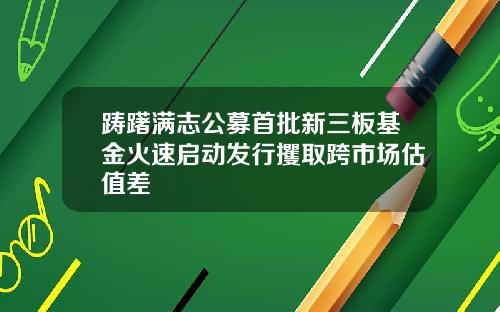 踌躇满志公募首批新三板基金火速启动发行攫取跨市场估值差