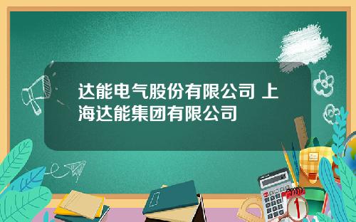 达能电气股份有限公司 上海达能集团有限公司