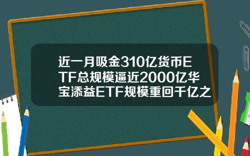 近一月吸金310亿货币ETF总规模逼近2000亿华宝添益ETF规模重回千亿之上