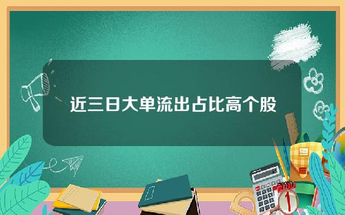 近三日大单流出占比高个股