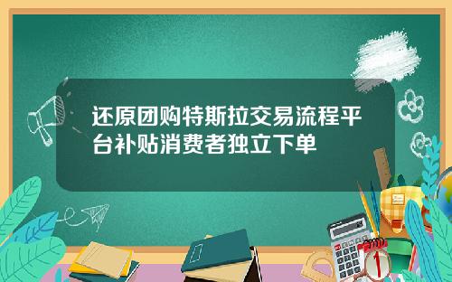 还原团购特斯拉交易流程平台补贴消费者独立下单