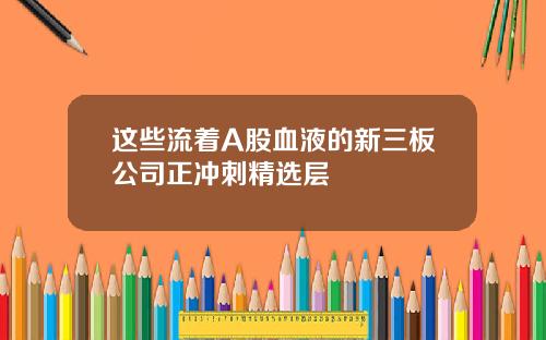 这些流着A股血液的新三板公司正冲刺精选层