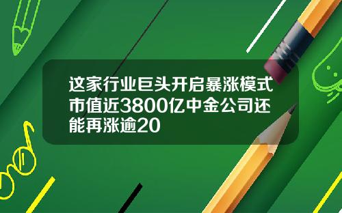 这家行业巨头开启暴涨模式市值近3800亿中金公司还能再涨逾20