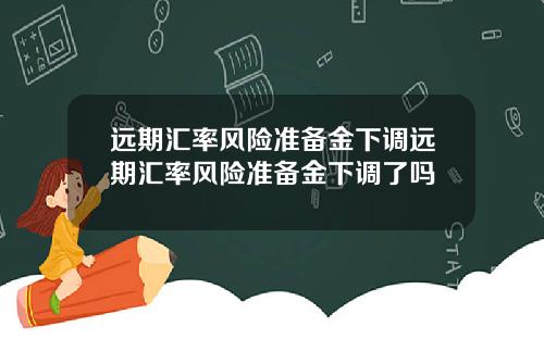 远期汇率风险准备金下调远期汇率风险准备金下调了吗