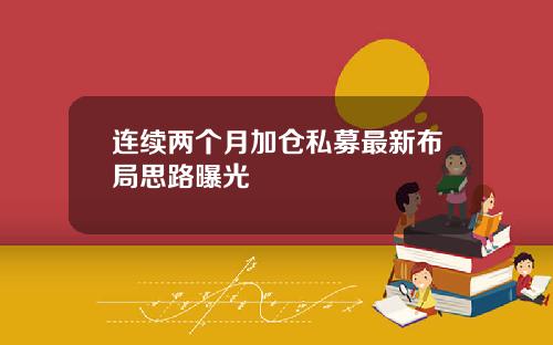 连续两个月加仓私募最新布局思路曝光