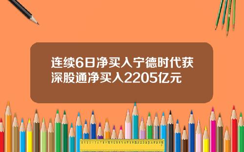 连续6日净买入宁德时代获深股通净买入2205亿元