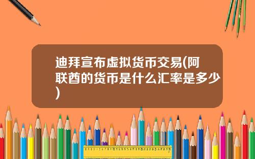 迪拜宣布虚拟货币交易(阿联酋的货币是什么汇率是多少)