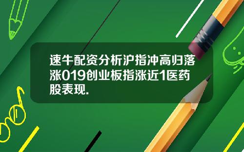 速牛配资分析沪指冲高归落涨019创业板指涨近1医药股表现.