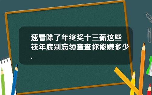 速看除了年终奖十三薪这些钱年底别忘领查查你能赚多少.