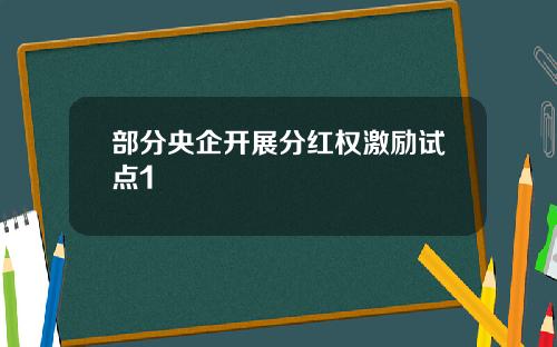 部分央企开展分红权激励试点1