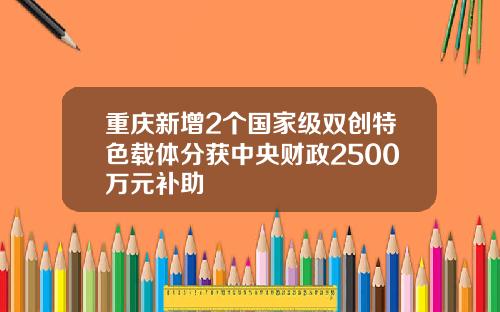 重庆新增2个国家级双创特色载体分获中央财政2500万元补助