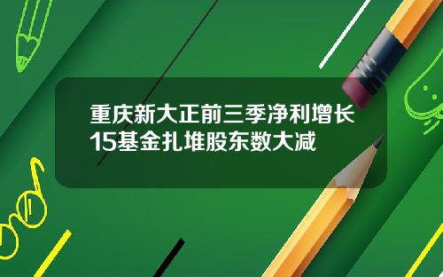 重庆新大正前三季净利增长15基金扎堆股东数大减