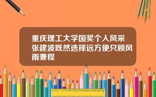重庆理工大学国奖个人风采张建波既然选择远方便只顾风雨兼程