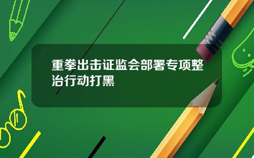 重拳出击证监会部署专项整治行动打黑