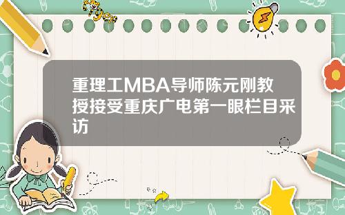 重理工MBA导师陈元刚教授接受重庆广电第一眼栏目采访