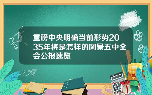 重磅中央明确当前形势2035年将是怎样的图景五中全会公报速览