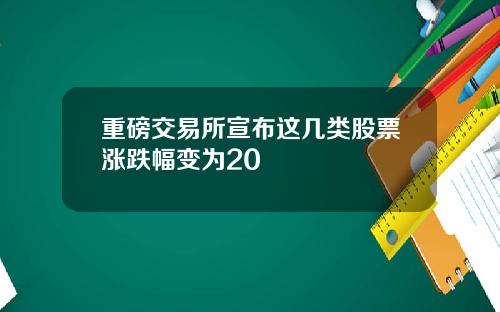 重磅交易所宣布这几类股票涨跌幅变为20