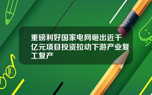 重磅利好国家电网砸出近千亿元项目投资拉动下游产业复工复产