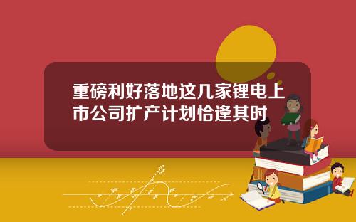 重磅利好落地这几家锂电上市公司扩产计划恰逢其时