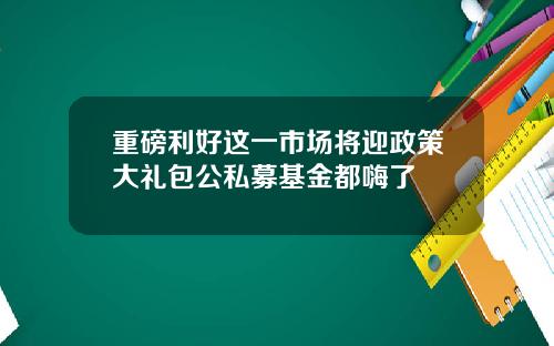 重磅利好这一市场将迎政策大礼包公私募基金都嗨了