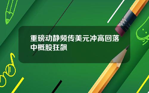 重磅动静频传美元冲高回落中概股狂飙