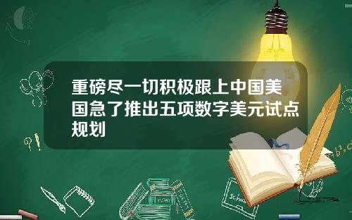 重磅尽一切积极跟上中国美国急了推出五项数字美元试点规划