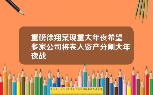 重磅徐翔案现重大年夜希望多家公司将卷入资产分割大年夜战