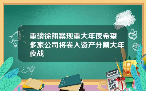 重磅徐翔案现重大年夜希望多家公司将卷入资产分割大年夜战