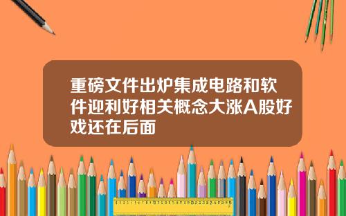 重磅文件出炉集成电路和软件迎利好相关概念大涨A股好戏还在后面