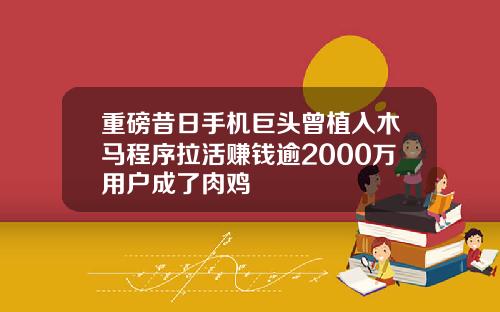 重磅昔日手机巨头曾植入木马程序拉活赚钱逾2000万用户成了肉鸡