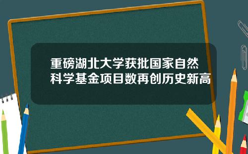 重磅湖北大学获批国家自然科学基金项目数再创历史新高