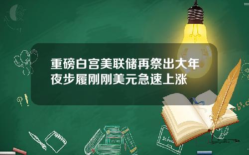 重磅白宫美联储再祭出大年夜步履刚刚美元急速上涨