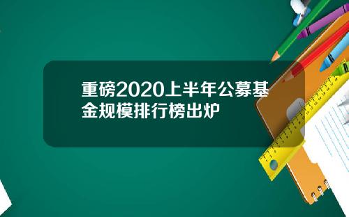 重磅2020上半年公募基金规模排行榜出炉