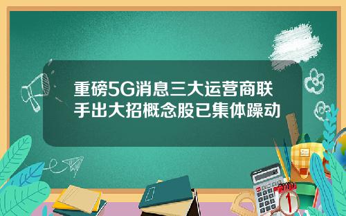 重磅5G消息三大运营商联手出大招概念股已集体躁动