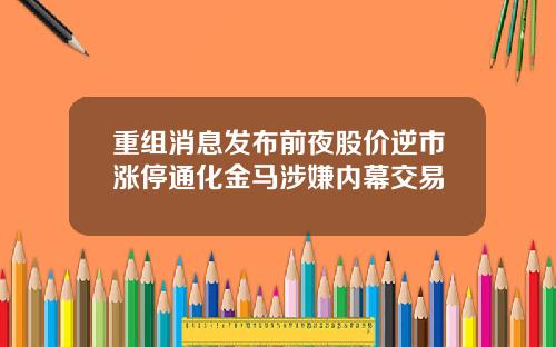 重组消息发布前夜股价逆市涨停通化金马涉嫌内幕交易
