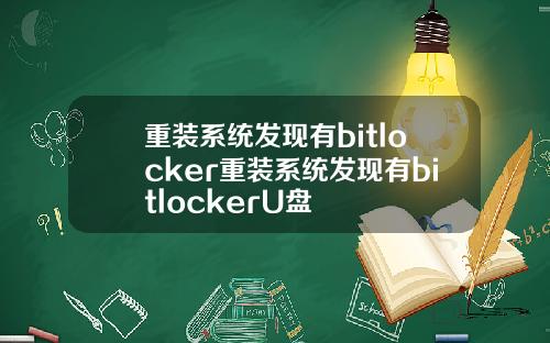 重装系统发现有bitlocker重装系统发现有bitlockerU盘