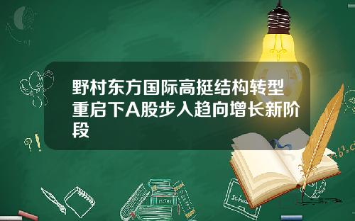 野村东方国际高挺结构转型重启下A股步入趋向增长新阶段