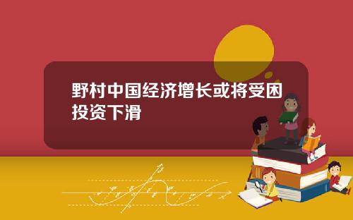 野村中国经济增长或将受困投资下滑