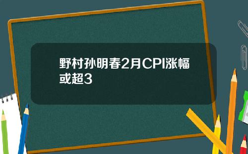 野村孙明春2月CPI涨幅或超3