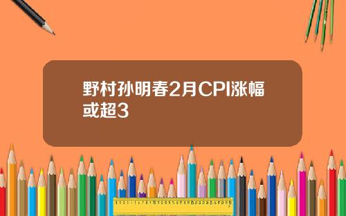 野村孙明春2月CPI涨幅或超3