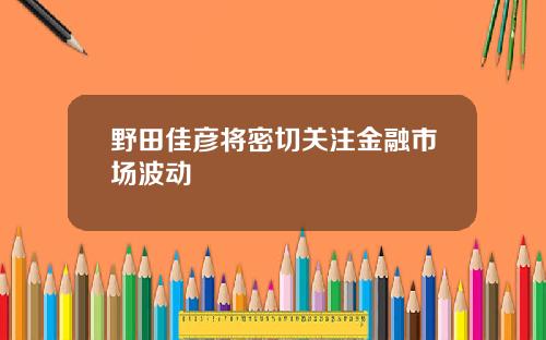 野田佳彦将密切关注金融市场波动