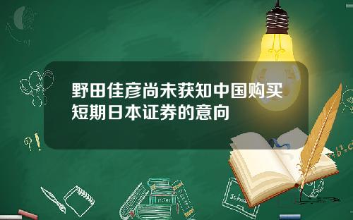 野田佳彦尚未获知中国购买短期日本证券的意向