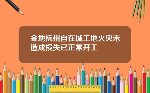 金地杭州自在城工地火灾未造成损失已正常开工