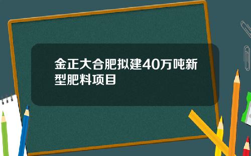 金正大合肥拟建40万吨新型肥料项目