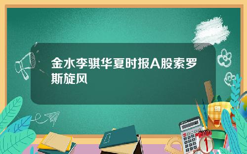 金水李骐华夏时报A股索罗斯旋风