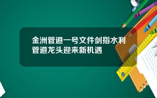 金洲管道一号文件剑指水利管道龙头迎来新机遇