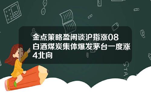 金点策略盈闲谈沪指涨08白酒煤炭集体爆发茅台一度涨4北向