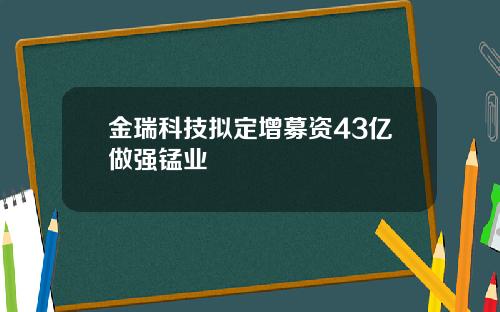 金瑞科技拟定增募资43亿做强锰业