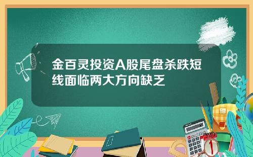 金百灵投资A股尾盘杀跌短线面临两大方向缺乏