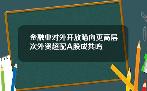 金融业对外开放瞄向更高层次外资超配A股成共鸣